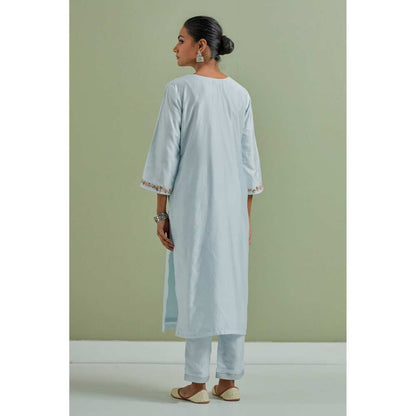 Priya Chaudhary Embroidered Powder Blue Kurtas (Set of 2)