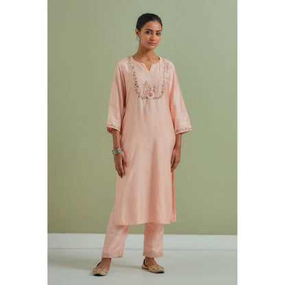 Priya Chaudhary Embroidered Peach Kurtas (Set of 2)