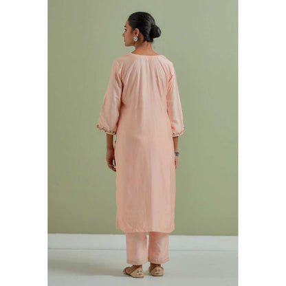 Priya Chaudhary Embroidered Peach Kurtas