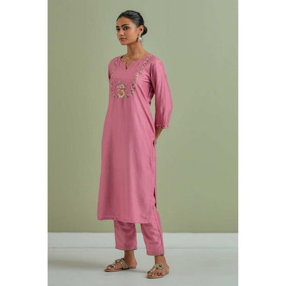 Priya Chaudhary Embroidered Pink Kurtas