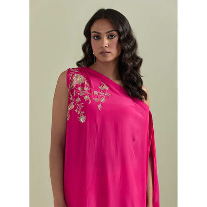 Priya Chaudhary Pink Embroidered Crepe Kurta