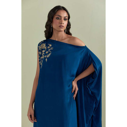 Priya Chaudhary Blue Embroidered Crepe Kurta