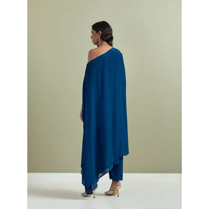 Priya Chaudhary Blue Embroidered Crepe Kurta