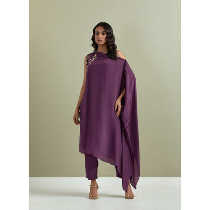 Priya Chaudhary Purple Embroidered Crepe Kurta