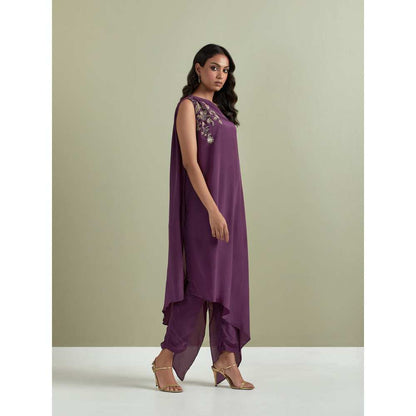 Priya Chaudhary Purple Embroidered Crepe Kurta