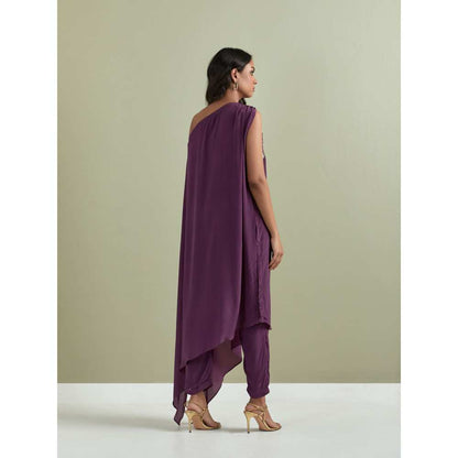 Priya Chaudhary Purple Embroidered Crepe Kurta