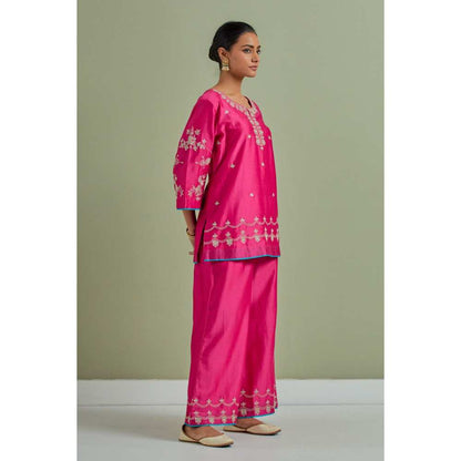 Priya Chaudhary Pink Kurti Palazzo and Dupatta (Set of 3)
