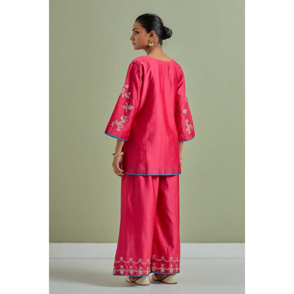 Priya Chaudhary Pink Kurti Palazzo and Dupatta (Set of 3)