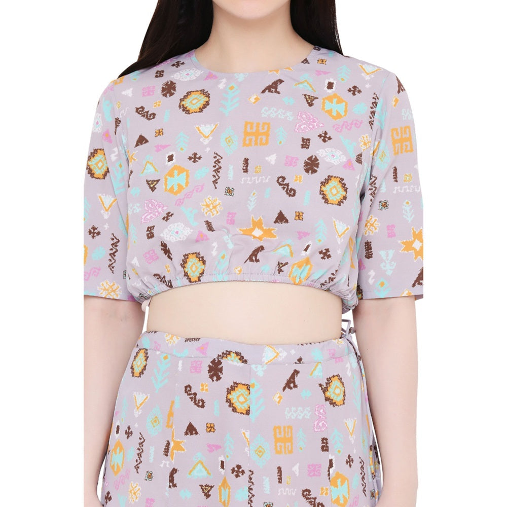 PS Pret by Payal Singhal Lavender Printed Art Crepe Skirt For Women (Set of 2)
