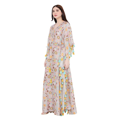 PS Pret by Payal Singhal Lavender Printed Silkmul Kaftaan For Women