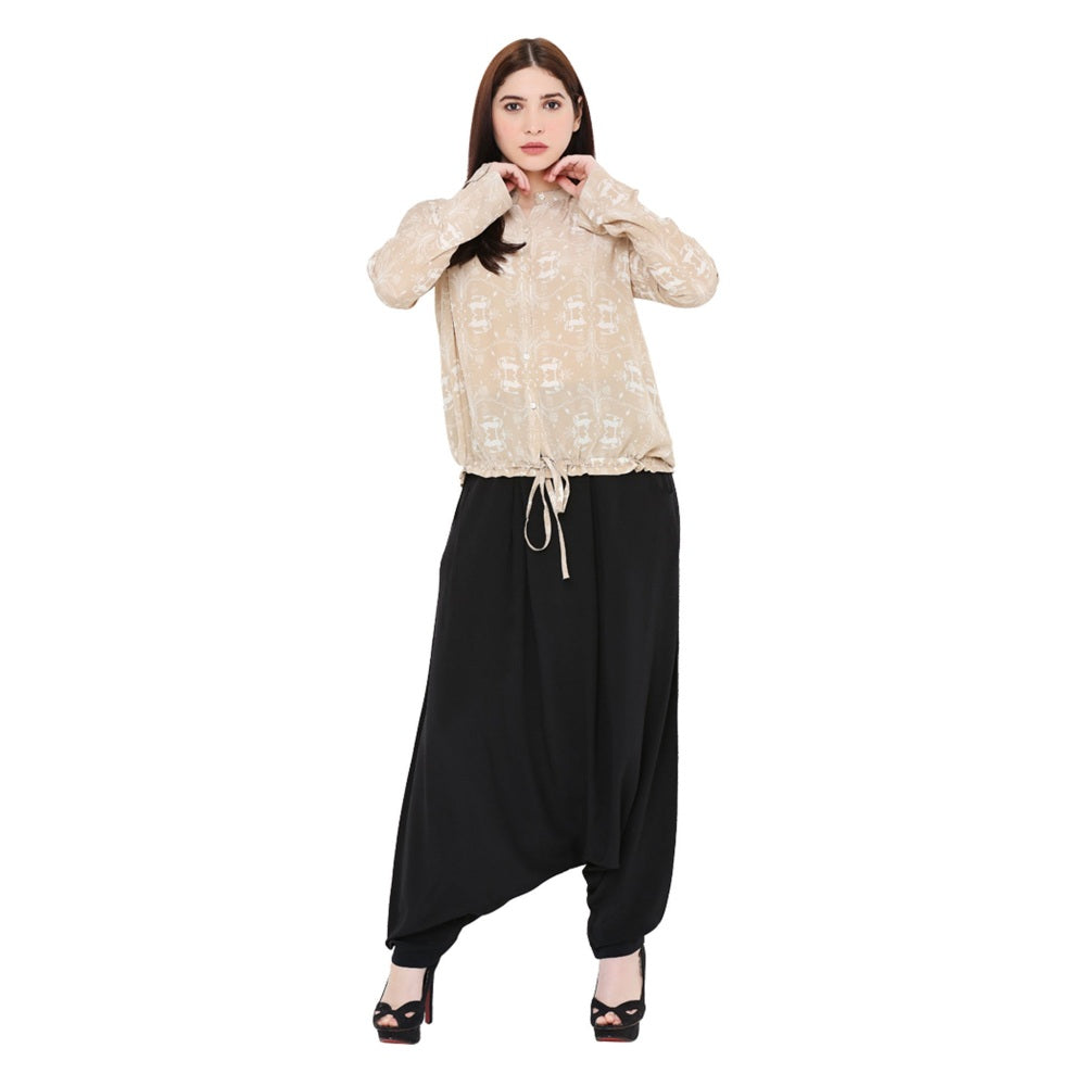 PS Pret by Payal Singhal Beige Printed Crepe Top For Women