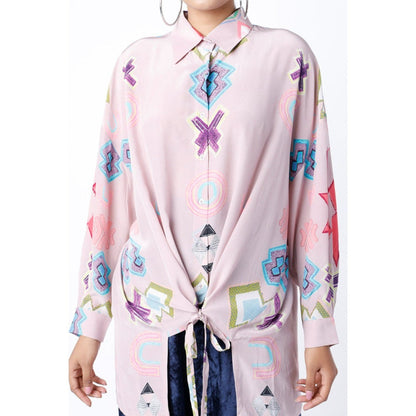 PS Pret by Payal Singhal Pink Ikat Star Print Crepe Shirt Tunic