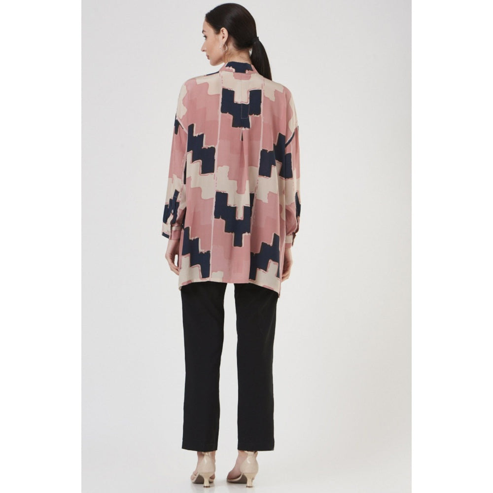 PS Pret by Payal Singhal Blush Pink Ladder Print Crepe Shirt Tunic