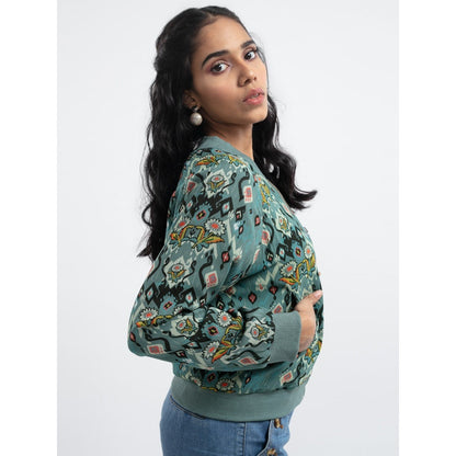 PS Pret by Payal Singhal Blue Ikat Love Bomber Jacket