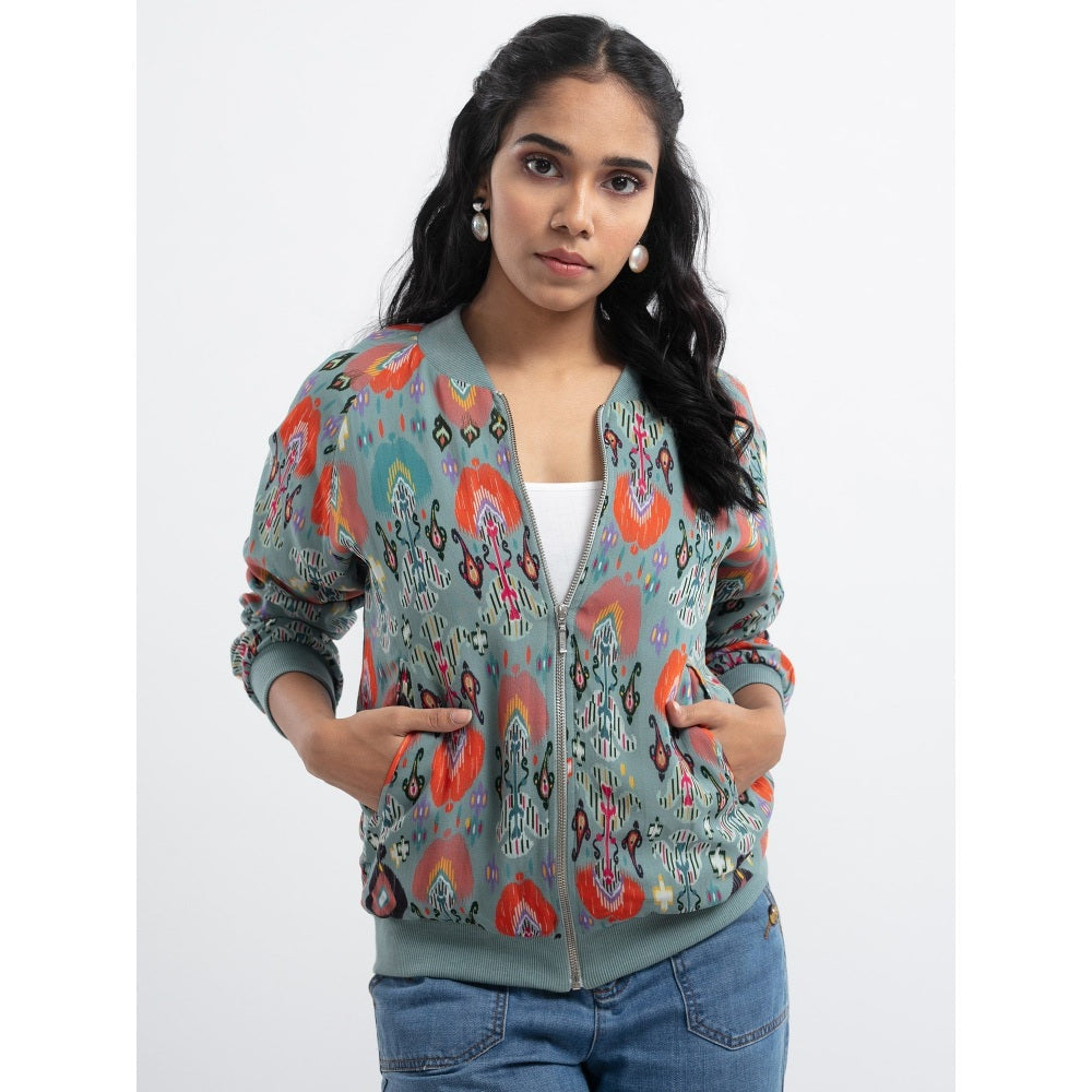 PS Pret by Payal Singhal Blue Ikat Garden Bomber Jacket