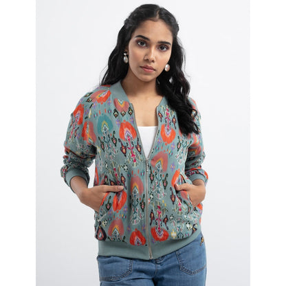 PS Pret by Payal Singhal Blue Ikat Garden Bomber Jacket