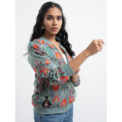 PS Pret by Payal Singhal Blue Ikat Garden Bomber Jacket
