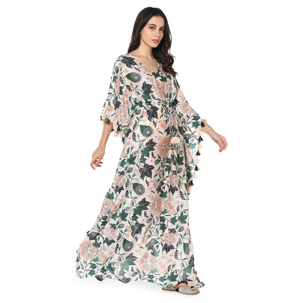 PS Pret by Payal Singhal Silk White Printed Kaftan