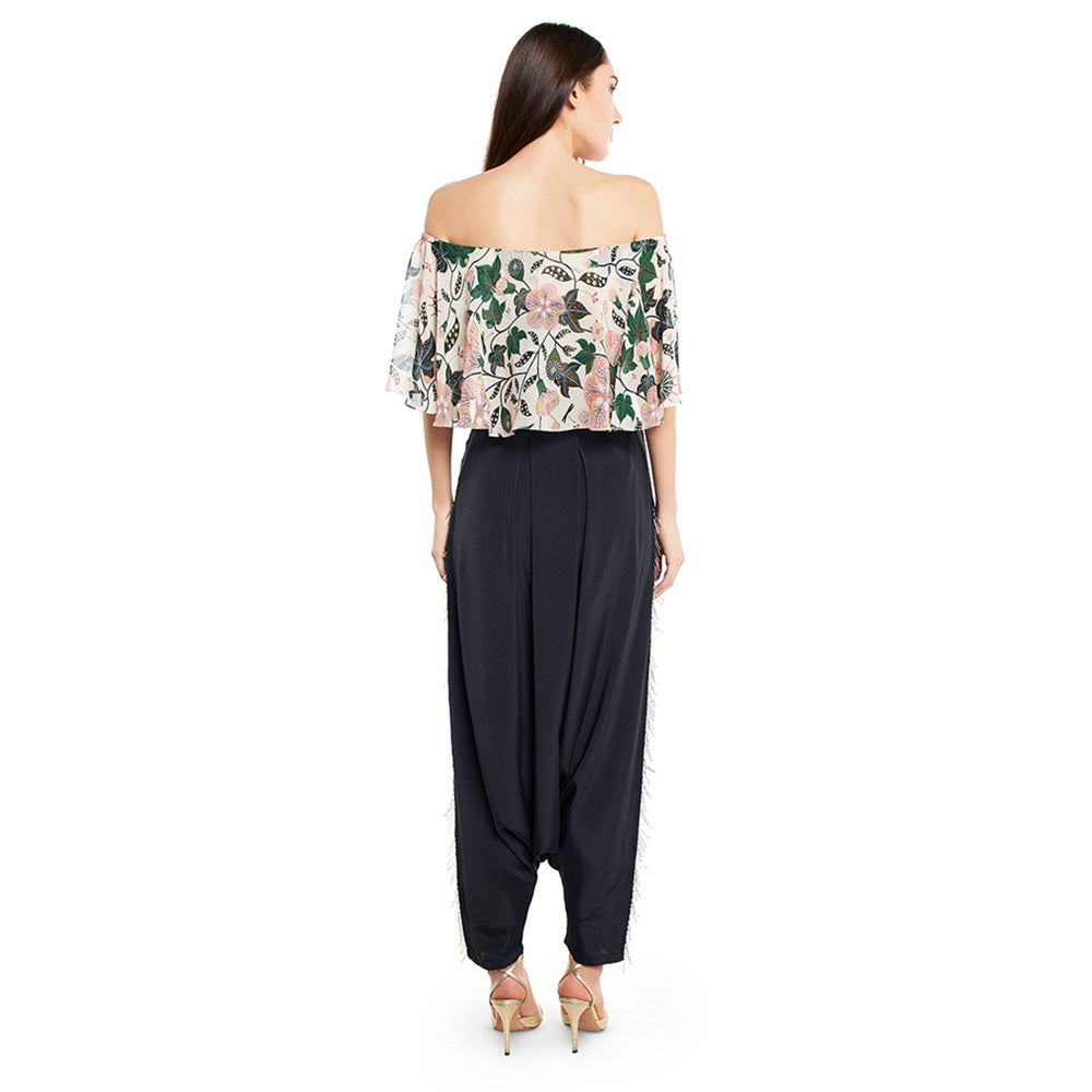 PS Pret by Payal Singhal Crepe White Solid Top With Dhoti Pant (Set of 2)