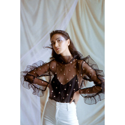 PS Pret by Payal Singhal Ara Black Organza Top