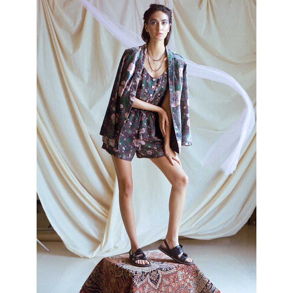 PS Pret by Payal Singhal Brown Printed Georgette Romper