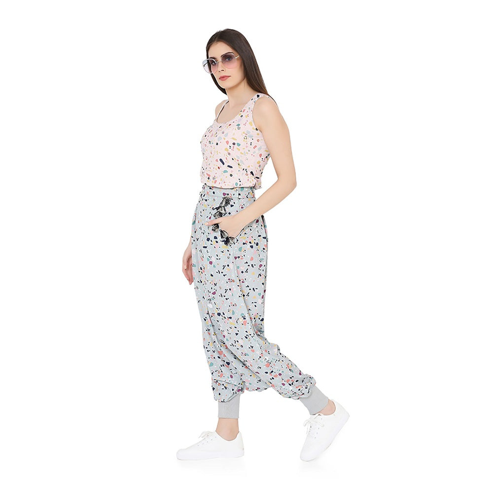 PS Pret by Payal Singhal Pink Printed Art Crepe Top With Green Low Crotch Pant (Set of 2)