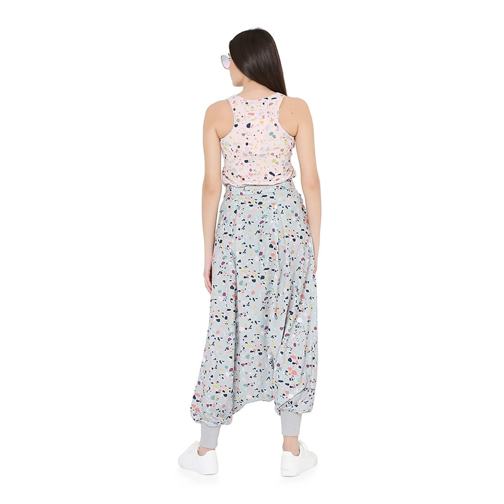 PS Pret by Payal Singhal Pink Printed Art Crepe Top With Green Low Crotch Pant (Set of 2)