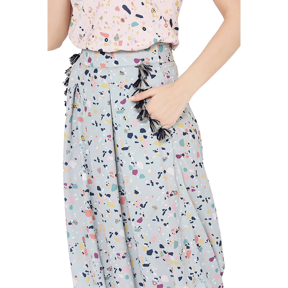 PS Pret by Payal Singhal Pink Printed Art Crepe Top With Green Low Crotch Pant (Set of 2)