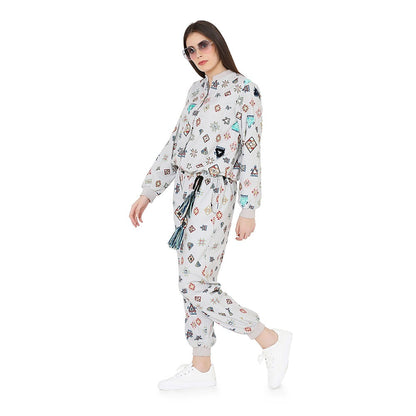 PS Pret by Payal Singhal Grey Printed Art Crepe Jumpsuit