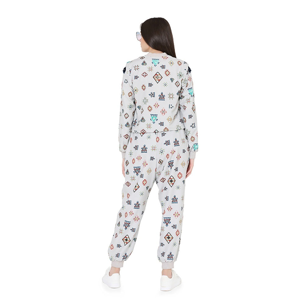 PS Pret by Payal Singhal Grey Printed Art Crepe Jumpsuit
