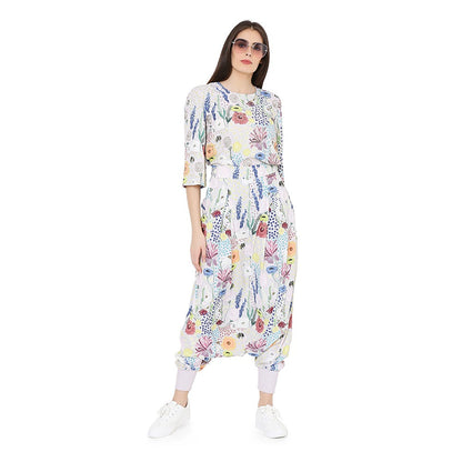 PS Pret by Payal Singhal Stone Printed Art Crepe Top With Low Crotch Pant Set (Set of 2)