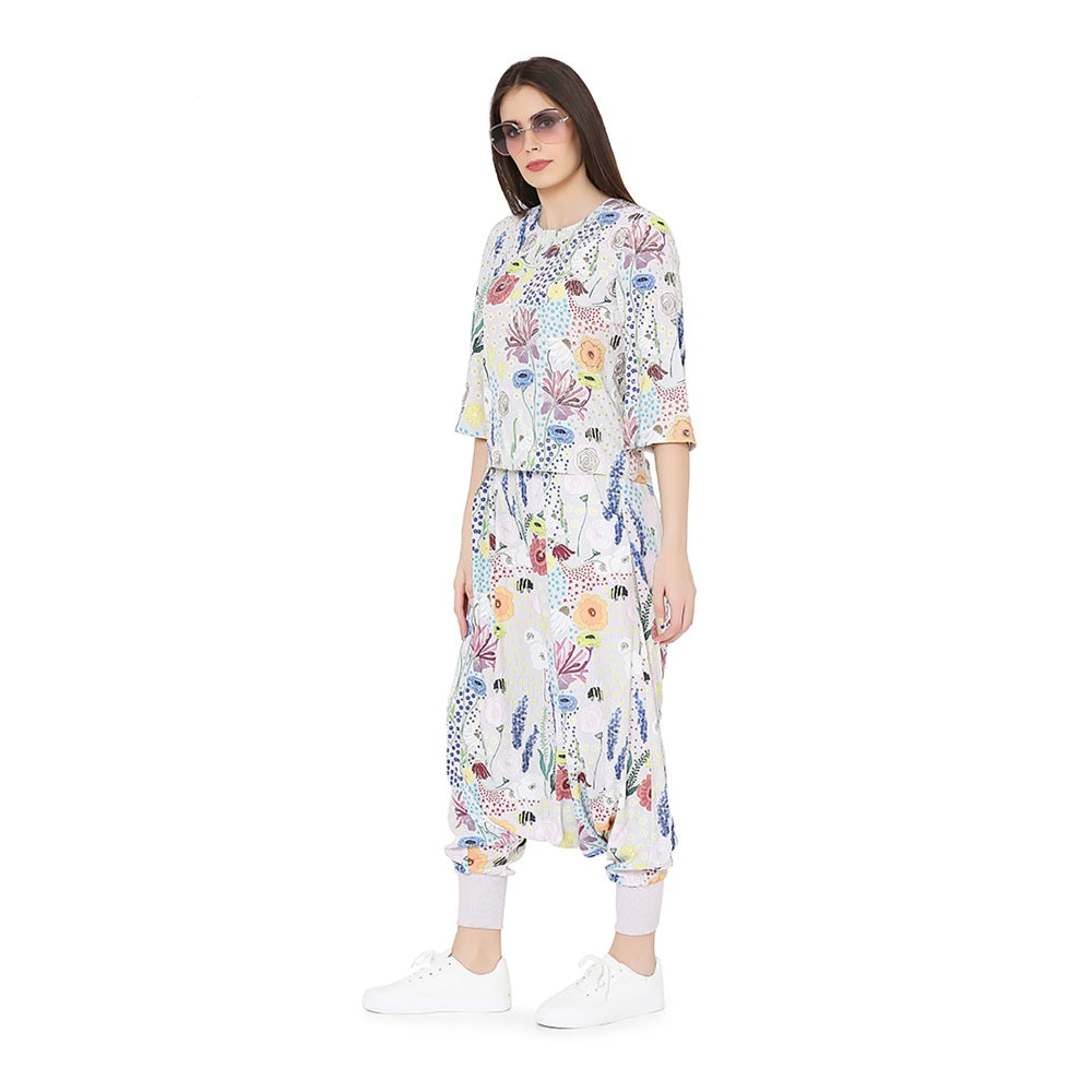 PS Pret by Payal Singhal Stone Printed Art Crepe Top With Low Crotch Pant Set (Set of 2)