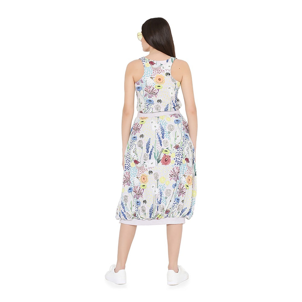 PS Pret by Payal Singhal Stone Printed Art Crepe Racer Back Top With Balloon Skirt (Set of 2)