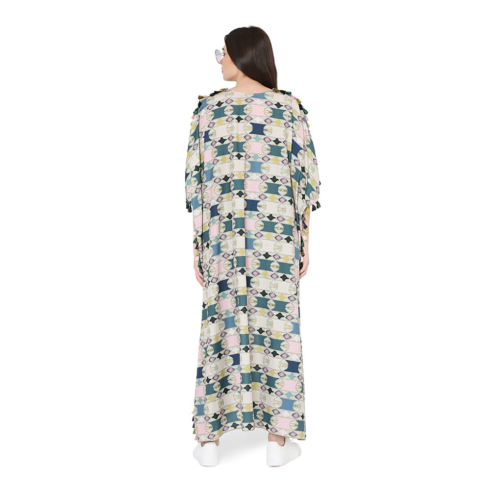 PS Pret by Payal Singhal Printed Oversized High-Low Kaftaan Top With Jogger Pant (Set of 2)