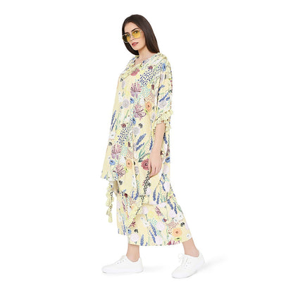 PS Pret by Payal Singhal Art Crepe Oversized Kaftaan Top With Jogger Pant Set (Set of 2)