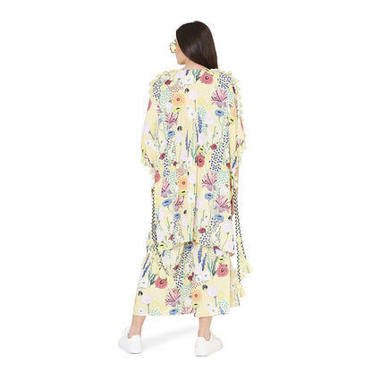 PS Pret by Payal Singhal Art Crepe Oversized Kaftaan Top With Jogger Pant Set (Set of 2)