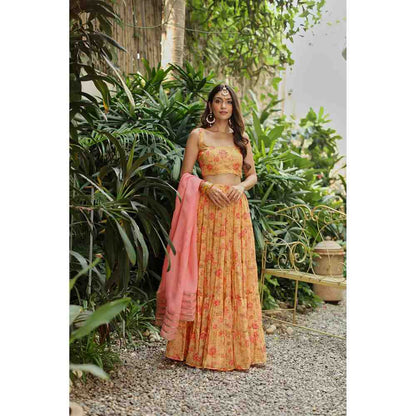 Roze Kyra Lehenga (Set of 3)