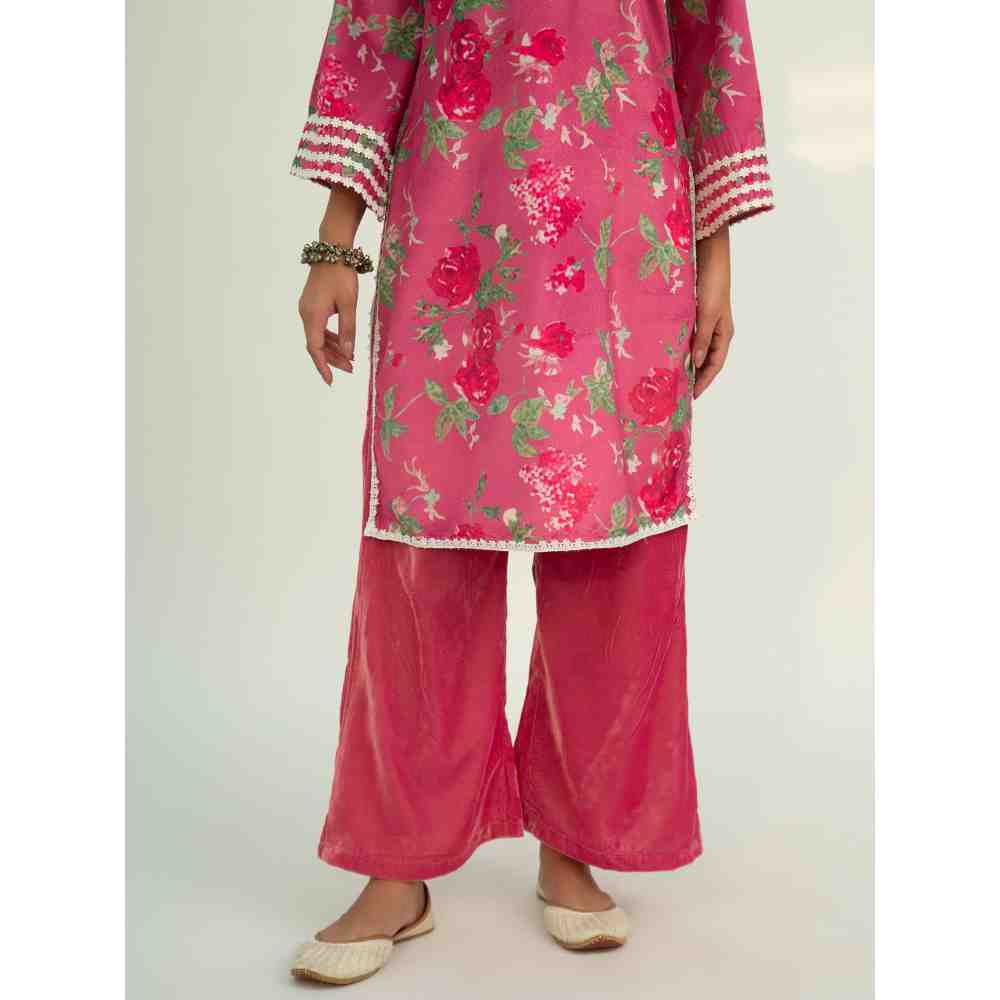 Roze Dania Velvet Kurta
