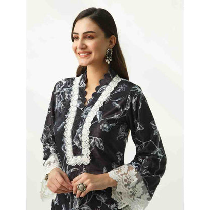 Roze Parsia Black Velvet Kurta