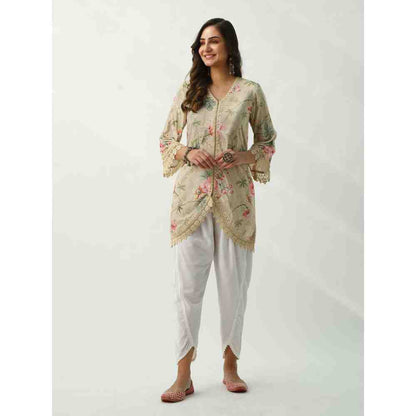 Roze Omaira Beige Velvet Kurta