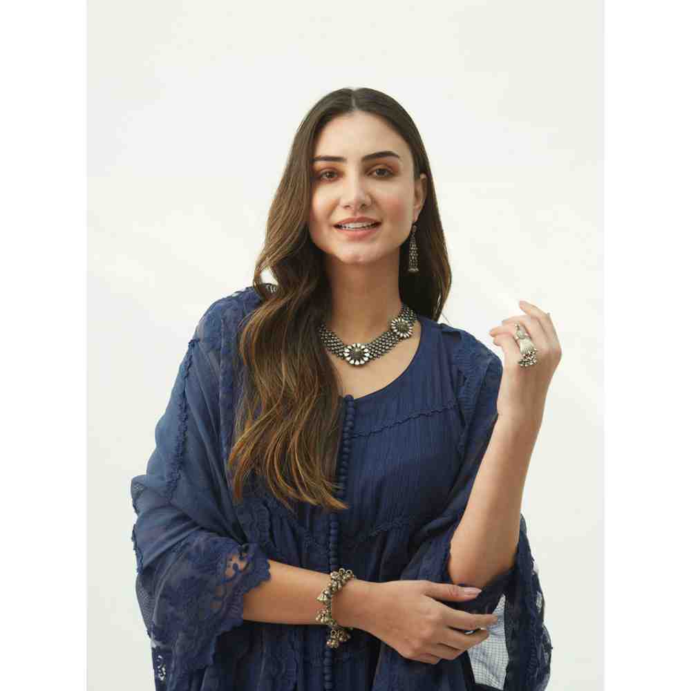 Roze Mahjabeen Oxford Blue Dupatta