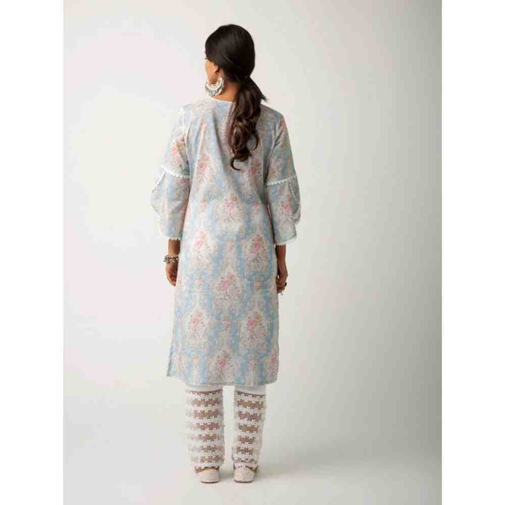 Roze Eishal Blue Kurta (Set of 3)