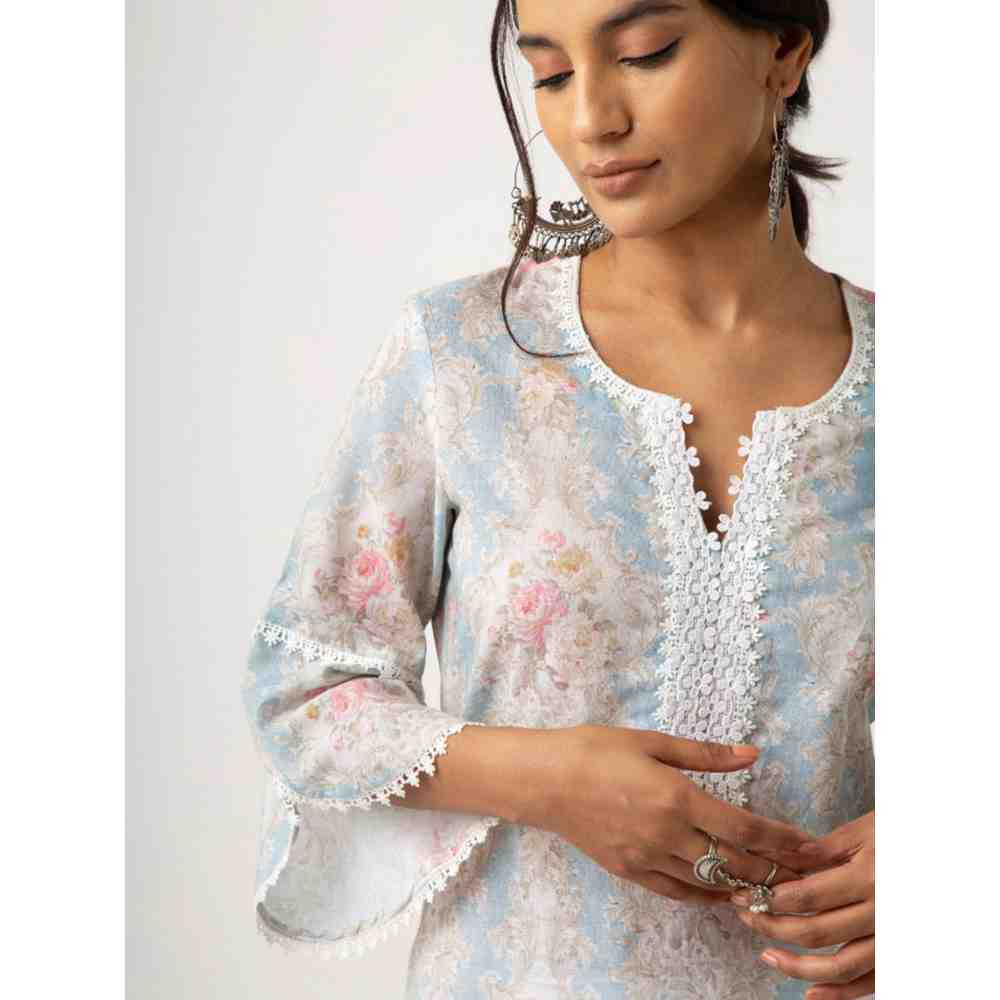 Roze Eishal Blue Kurta