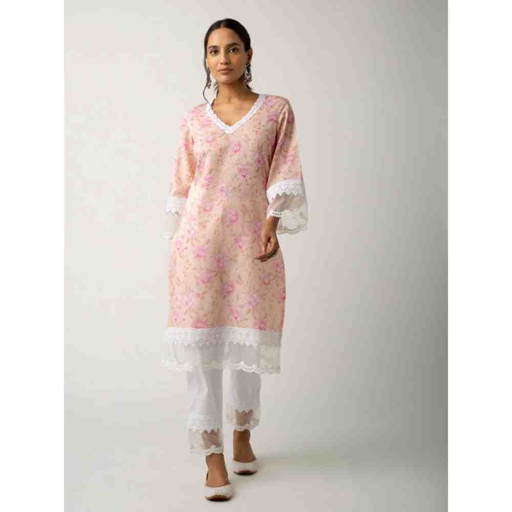 Roze Keya Peach Kurta