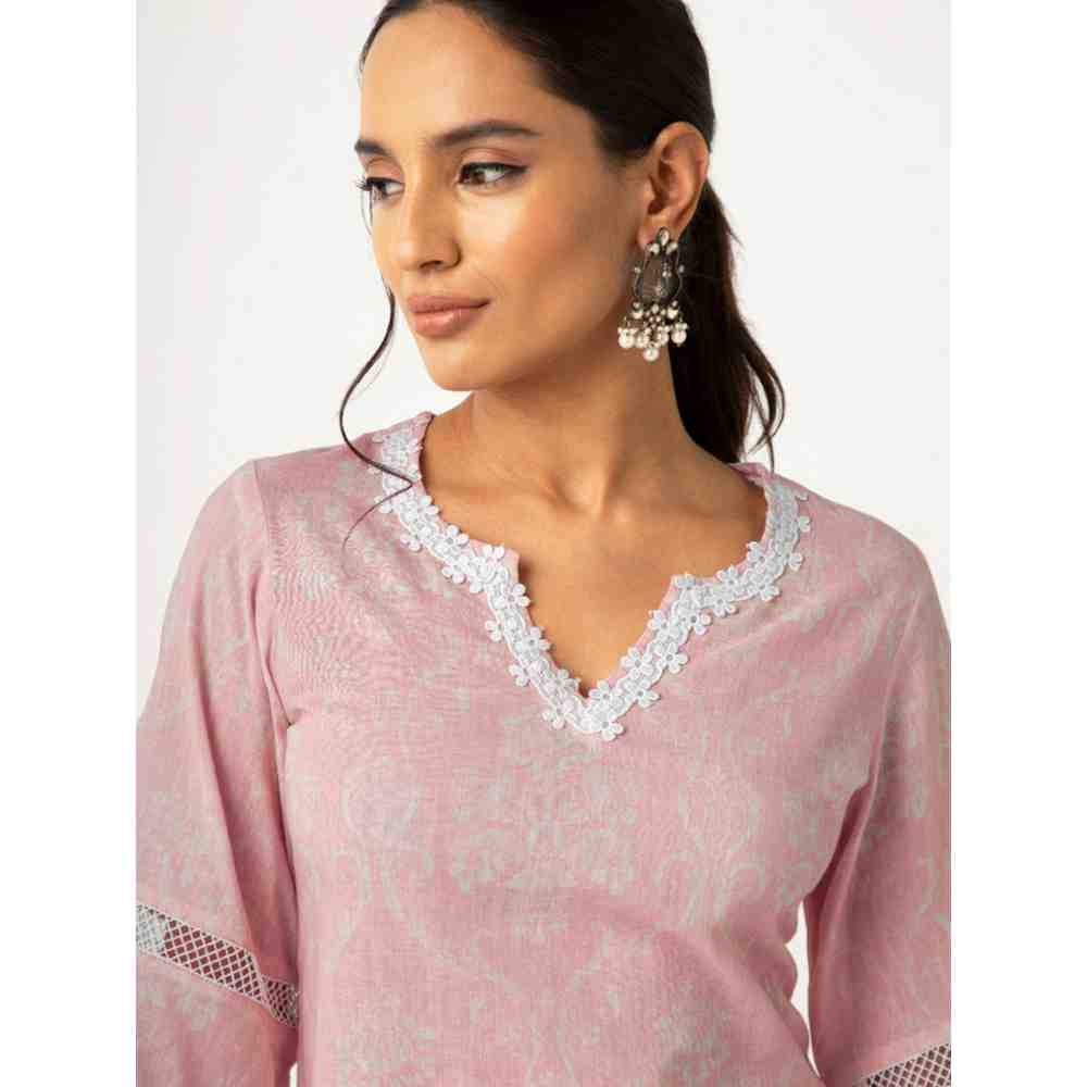 Roze Azhra Pink Kurta (Set of 3)