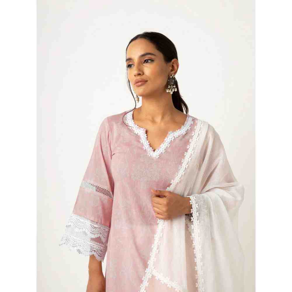 Roze Azhra Pink Kurta (Set of 3)