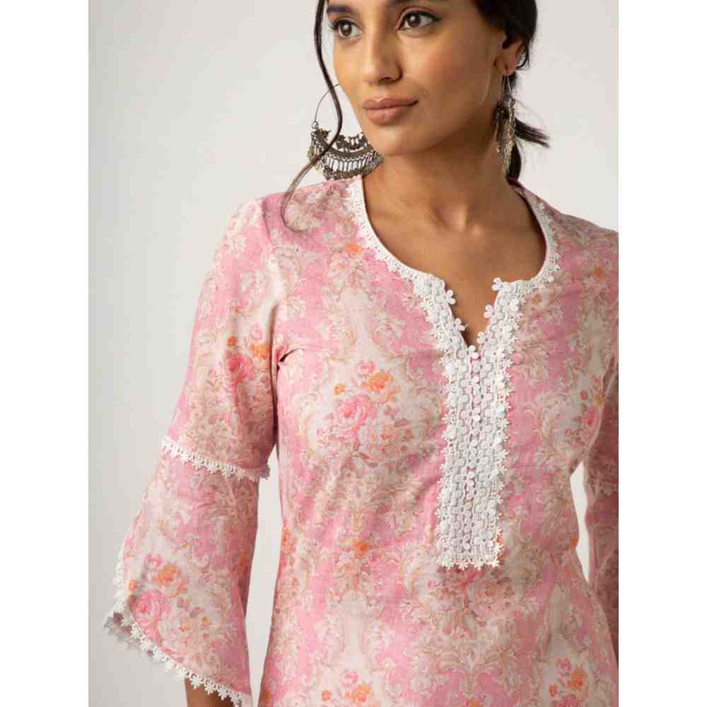 Roze Eishal Pink Kurta (Set of 3)