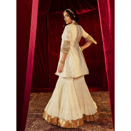Roze Jodha Ivory Sharara (Set of 3)