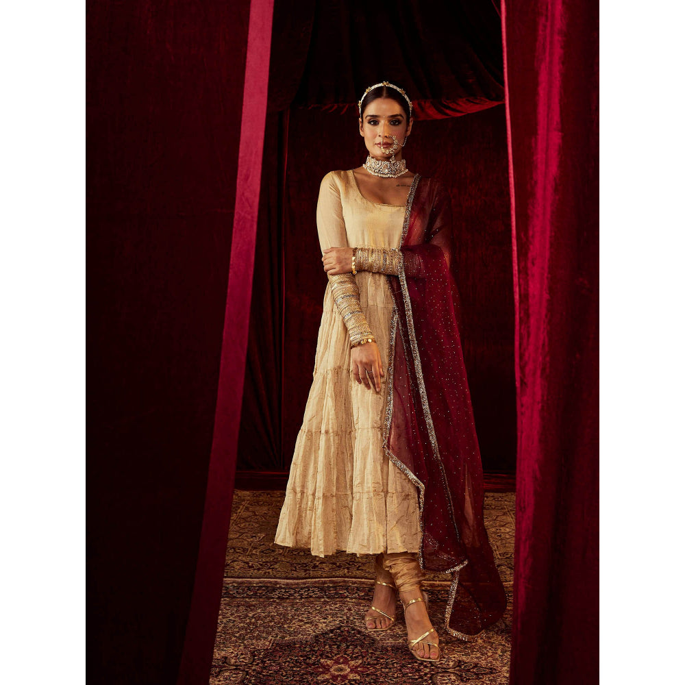 Roze Sahiba Gold Anarkali (Set of 3)