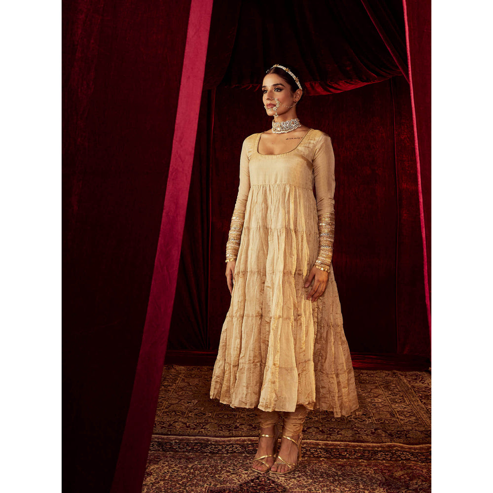 Roze Sahiba Gold Anarkali (Set of 3)